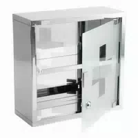 Karat Medizinschrank Allen Abschließbarer Arzneischrank mit Glastür Silber 30 X 30 cm 2 Fächer