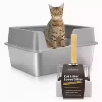 Katzenklo Edelstahl Xxl Offen Hoher Rand Grau 50 35 25cm 1 st