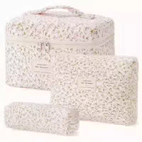 Kosmetiktasche Baumwolle Blumenmuster Reise Make Up Groß Kap 1 st