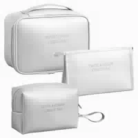 Kosmetiktasche 3er Set Damen Reise Pu Wasserdicht Schwarz Si 1 st