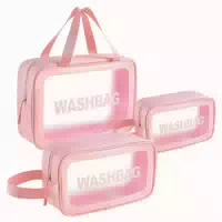 Kosmetiktasche Transparent Wasserdicht Makeup 3 Stück Rosa 1 st
