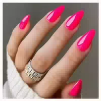 Künstliche Fingernägel 24 Stück Mandel Acryl Nude Rosa Gold 1 st