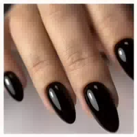 Künstliche Fingernägel Kurz Mandel Schwarz French Herz Bl35 1 st