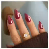 Künstliche Fingernägel Chrome Glitzer Rot Mandel Acryl 24 Gl 1 st