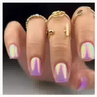 Künstliche Fingernägel Chrome Violett Kurz Eckig 24 Chrome H 1 st