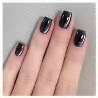 Künstliche Fingernägel Eckig Cat Eye Schwarz Magnetic Kurz C 1 st