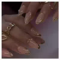 Künstliche Fingernägel Kurz Almond 3d Gold Nagelkleber Akp9 1 st