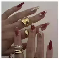Künstliche Fingernägel Press On Kurz Almond Leopard Herbst l 1 st