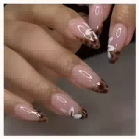 Künstliche Fingernägel Press On Kurz Almond Leopard Herbst l 1 st