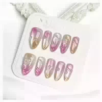 Künstliche Fingernägel Press On Kurz Ombre Rosa 3d Cat Eye Y 1 st