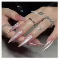Künstliche Fingernägel Stiletto Lang Rosa Glitzer Aha3 1 st