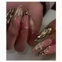 Künstliche Fingernägel Stiletto Leopard Strass Nagelkleber A 1 st
