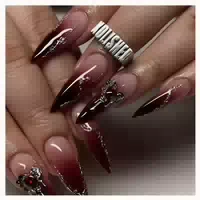 Künstliche Fingernägel Stiletto Schwarz Ombre Chrome Cross A 1 st