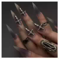 Künstliche Fingernägel Stiletto French Aurora Chrome L1 1 st
