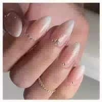 Künstliche Nägel 24 Stück Mandelform French Nude Glänzend Pr 1 st