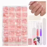 Künstliche Nägel 360 French Kurz Kurze Mandel French 1 ml 1 1 st