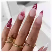 Künstliche Nägel Almond Weiß 3d Blumen French Nagelkleber Fc 1 st