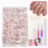 Künstliche Nägel Kurz Almond Rosa Gradient Mandel 1 ml 1er 1 st