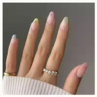 Künstliche Nägel Kurz French Ombré Rosa Weiß Mandel Set 24 O 1 st