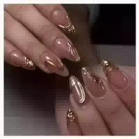 Künstliche Nägel Mandel Rosa French 3d Gold Nagelkleber Akd3 1 st