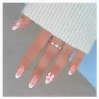 Künstliche Nägel Presson French Square Glitzer Acryl Rosa 3d 1 st