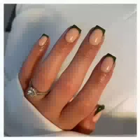 Press On Nägel Kurz Eckig French Tip 30 Stück Kleber Lila 1 st