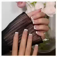 Press On Nägel Kurz Eckig French Tip 30 Stück Kleber Lila 1 st