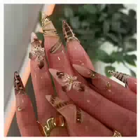 Künstliche Nägel Presson Frenchtip Lang Almond Braun Style 2 1 st