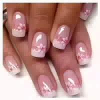 Künstliche Nägel Square Rosa Weiße Blume Gradient 1 ml 1er 1 st