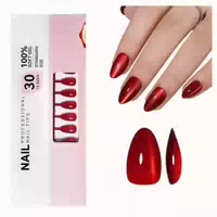 Künstlicher Nagel 32er Set Cat Eye Almond Rot Glitter Selbst 1 st