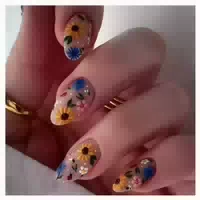 Künstlicher Nagel 3d Blumen Mandelform zum Aufkleben Acryl l 1 st