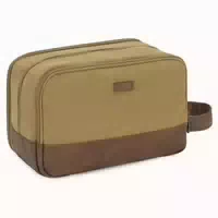 Kulturtasche Herren Reise Canvas Vegan Braun Dunkelbraun 1 st