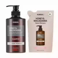 Kundal Honey & Macadamia Nature Shampoo 500ml Refill Pack 400lml Set Baby Powder