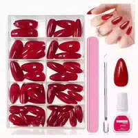 Kunstnägel 120 Stück Rot Press On Almond Glossy Red 1 ml 1er 1 st