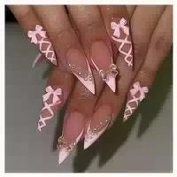 Kunstnägel 24 Lang Rosa Schmetterlingsmuster Nagelkleber des 1 st