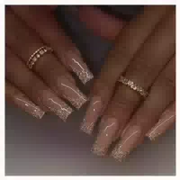 Kunstnägel 24 Nude Sarg Ballerina French Gold Glitter&go 1 st