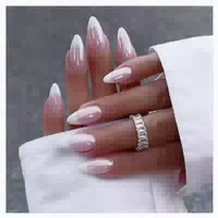 Kunstnägel 24 Presson Mandel Pink Weiß Oval French 11white&a 1 st