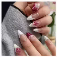 Kunstnägel 24 Presson Mandel Pink Weiß Oval French 11white&a 1 st