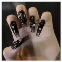Falschnägel Coffin Acryl Fullcover Gradient Schwarz 24pcs Ro 1 st