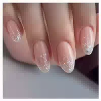 Kunstnägel 24 Stück Glitzer Nude Oval Gel Nagelkleber Shimme 1 st