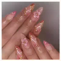 Kunstnägel Press On 24 Stück Squoval Acryl Nagelkleber Rosa 1 st
