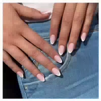 Kunstnägel 24 Stück Weiß Kurz Oval French Glossy 11white&amp 1 st