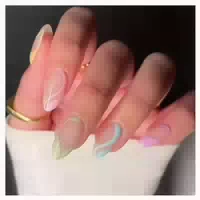 Kunstnägel 24 Stück Regenbogen Wavy Mandel Kurz Iridescent 2 1 st