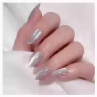 Kunstnägel 24 Stück Silber Glitter Mandel Kurz 8silvery& 1 st