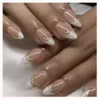 Kunstnägel 24 Stück Weiß French Eckig Gold Swirl 3d 2white&a 1 st