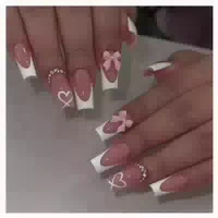 Kunstnägel 24 Stück Weiß Pink Sarg French Herz 18white&b 1 st