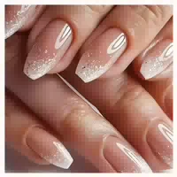 Kunstnägel Acryl Presson Sarg Mittellang French Glitzer Rosa 1 st