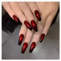 Kunstnägel Ballerina Lang Schwarz Weinrot Ombre Gothic Ae2 1 st