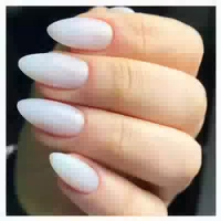 Kunstnägel Mandel Nude Glitter Halbtransparent Weiß Glitzerp 1 st