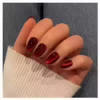 Kunstnägel Press On Cat Eye Weinrot Acryl Glitzer Kurz Catey 1 st